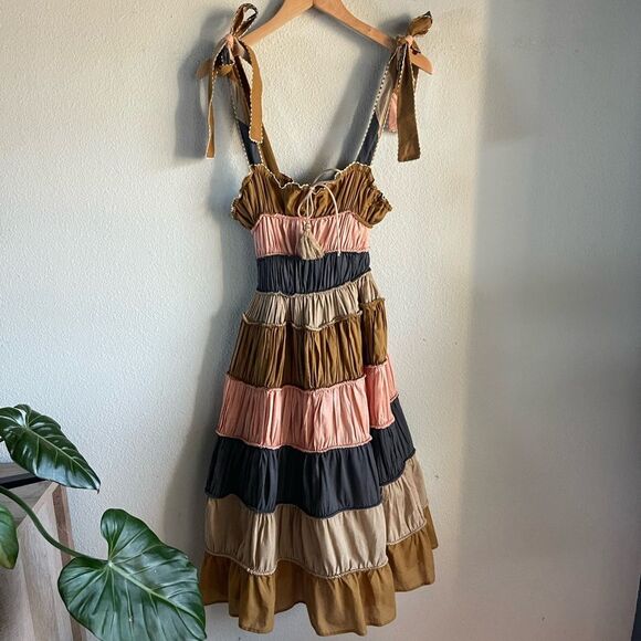 Anthropologie Let Me Be Letizia Colorblocked Dress in Pink Combo - Picture 7 of 15